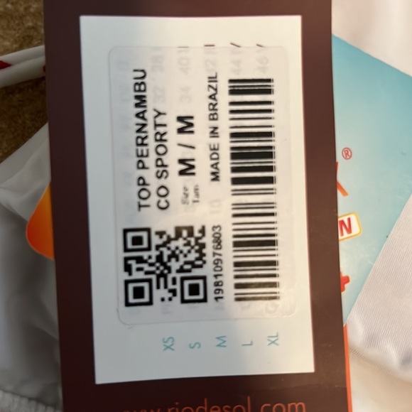 Rio de sol high neck tie back white anchor and heart bikini top M but is S - Picture 6 of 6